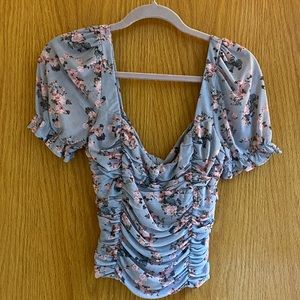WAPG mesh stretch floral bustier top